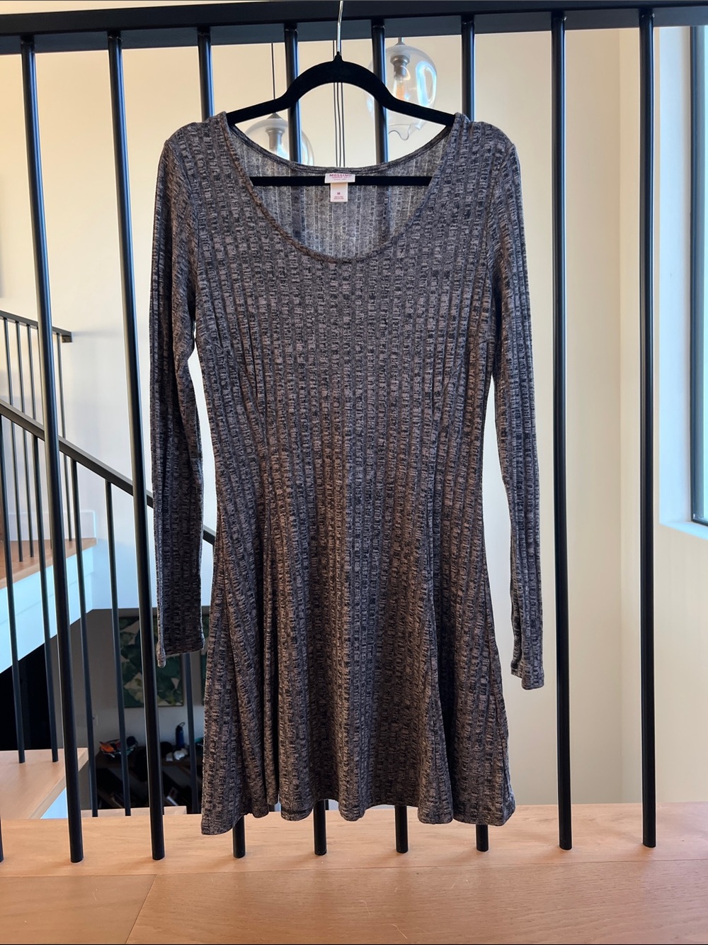 Mossimo Supply Co. Long Sleeve Ribbed Swing Dress - Heather Gray